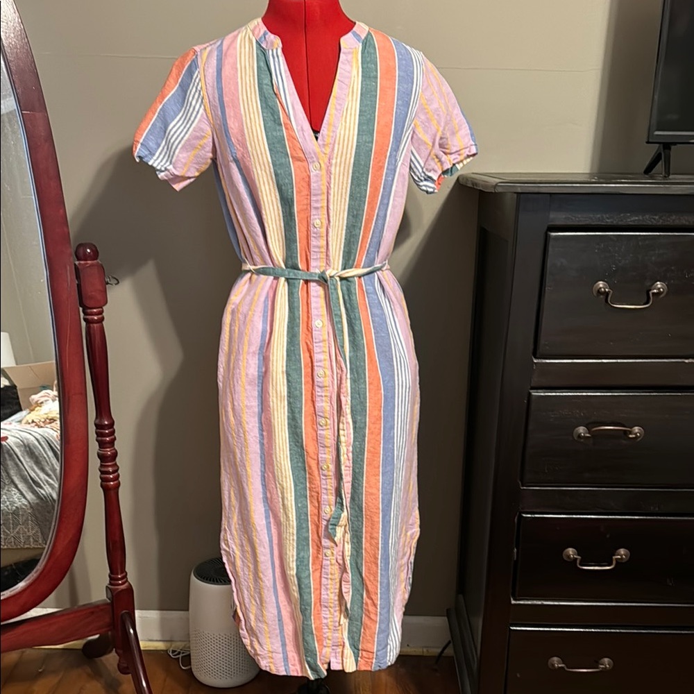 Colorful Striped Button-Down Dress